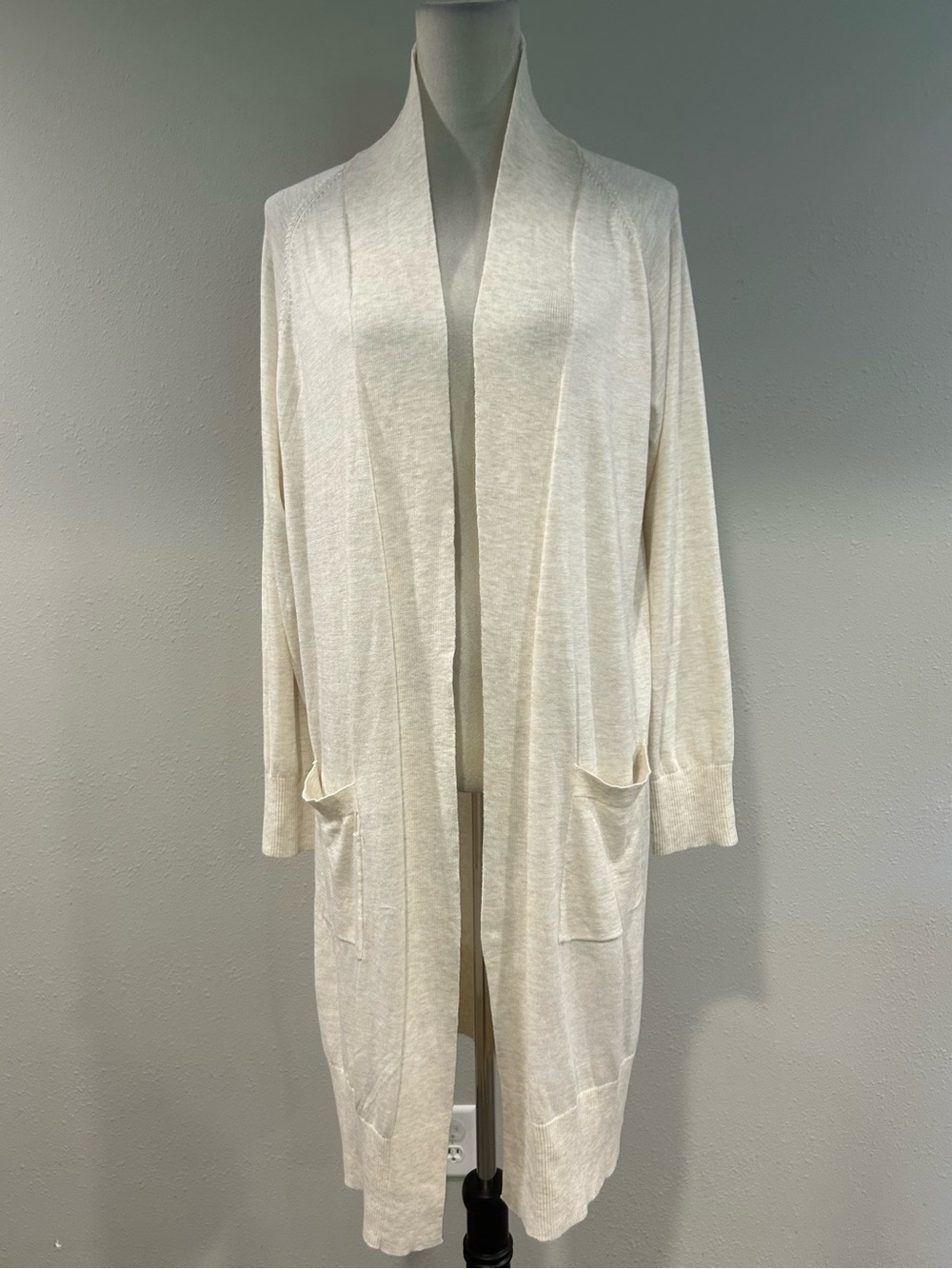 A New Day Light Cream Open Front long Women's Cardigan Sweater